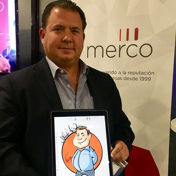 hombre con caricatura