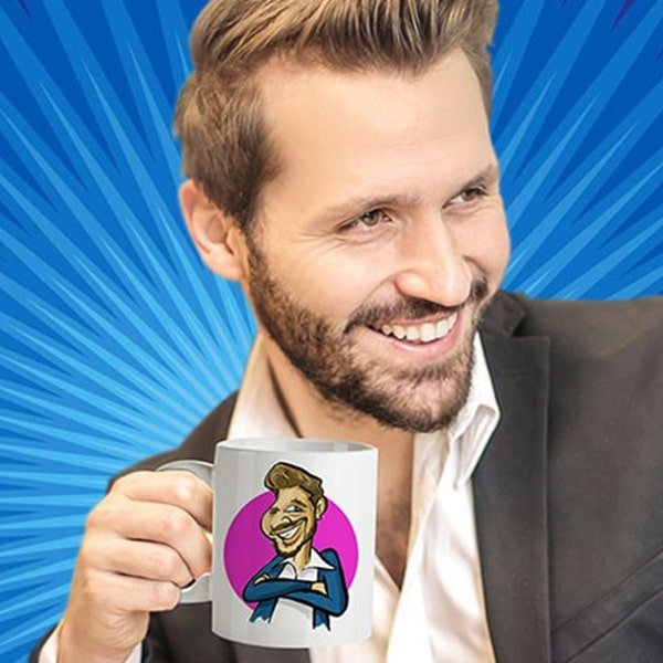 chico con caricatura