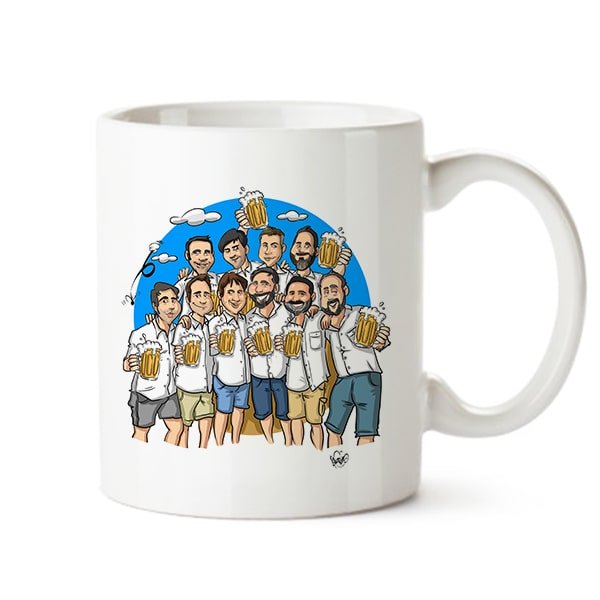 grupo con caricatura taza
