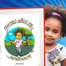 Caricatura niña cuadrado