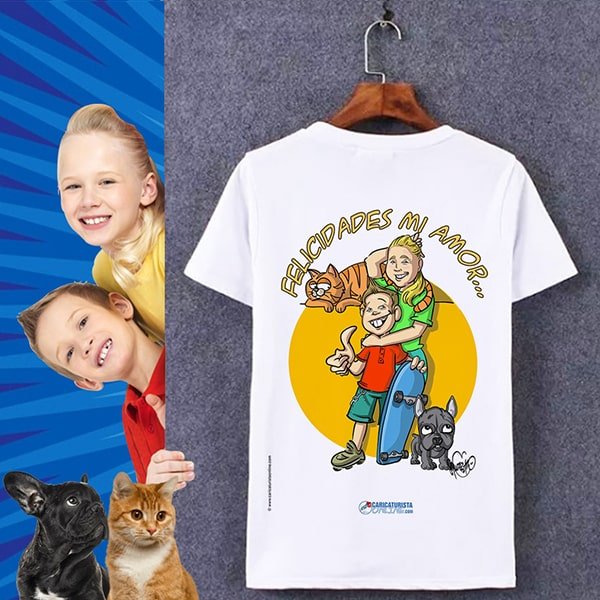 camiseta con caricatura y hermana