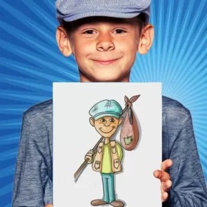 caricaturista en papel para fiestas