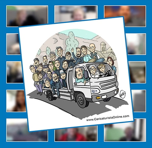caricaturista por videollamada de empresa