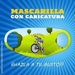 mascarilla con caricatura bicicleta
