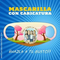 mascarilla con caricatura despedida de solteras