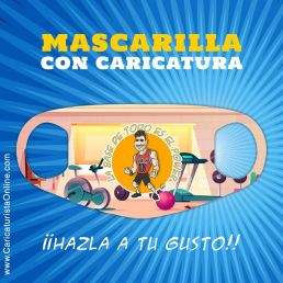 mascarilla con caricatura gimnasio