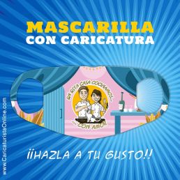 mascarilla con caricatura restaurante