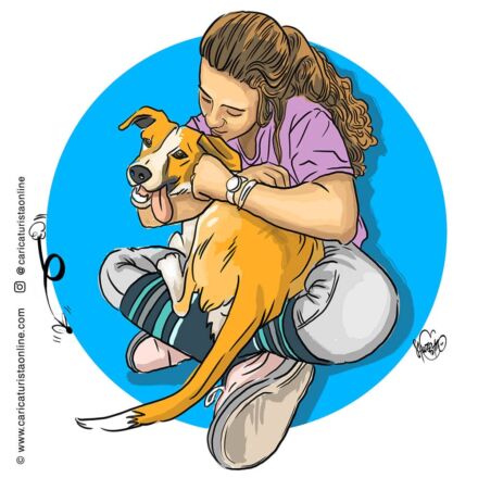 retrato con perro mascota