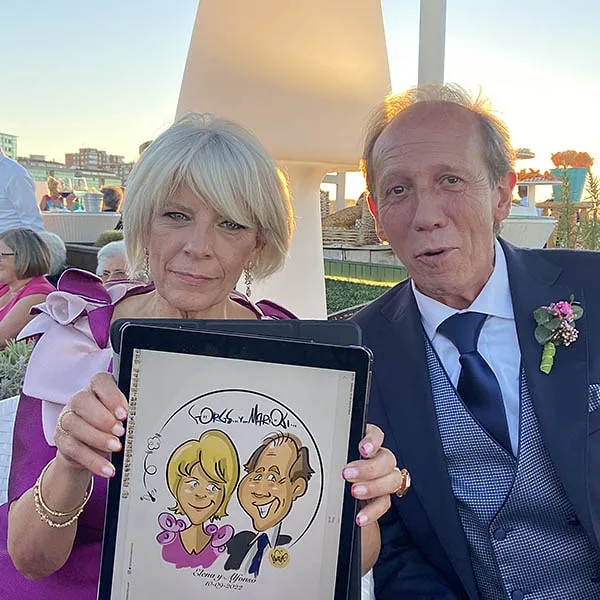 caricaturista en boda