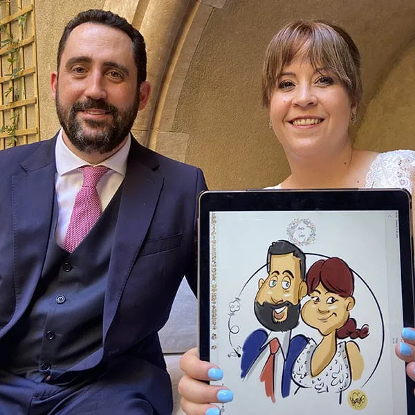 caricaturista en una boda