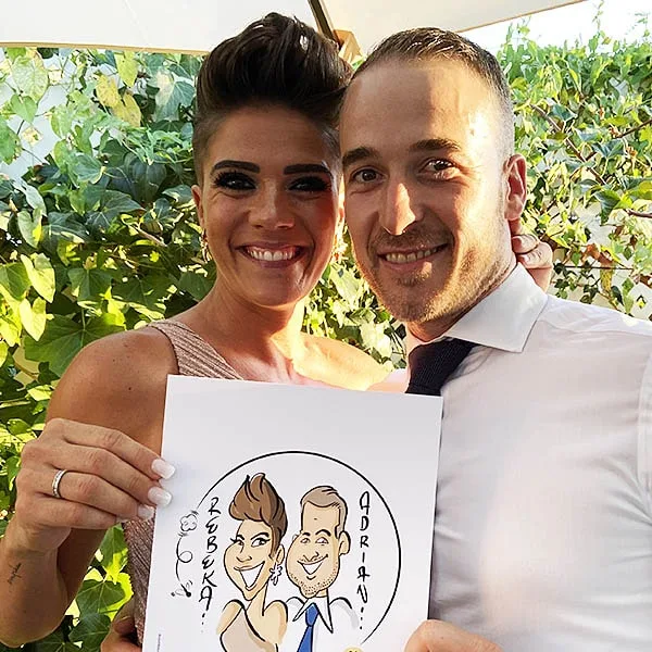 caricaturista en vivo en boda
