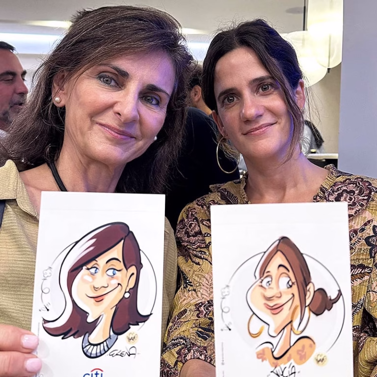 evento deportivo con caricaturista